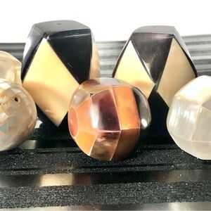 Handmade Mother of Pearl Decorative Beads Set Six Mosaic Lantern Jewelry Beads